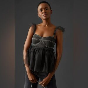 Pilcro Anthropologie Tulle Babydoll Blouse Size Medium NWT